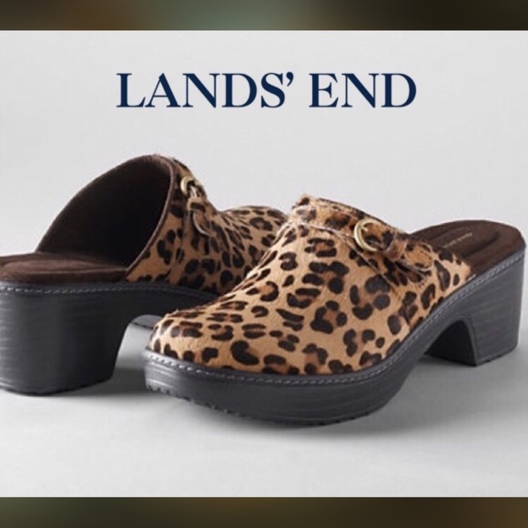 Lands' End Shoes - Lands' End Leopard Print Carly Clogs